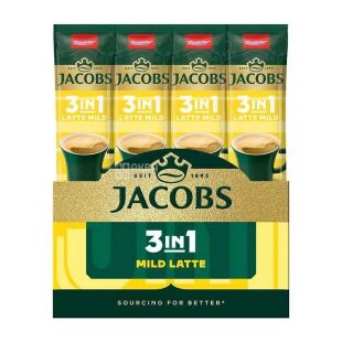 Jacobs Latte, 3 в 1, 24 шт. х 13 г, Кофейный напиток Якобс Латте, в стиках