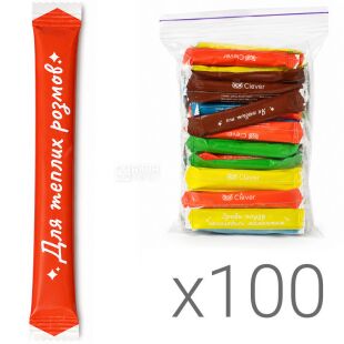Clever, 100 шт. х 4 г, Сахар в стиках белый кристаллический, с пожеланиями