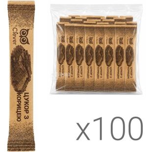 Clever, 100 шт. х 5 г, Сахар белый с корицей в стиках