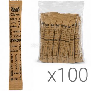 Clever, 100 шт. х 5 г, Сахар в стиках белый кристаллический