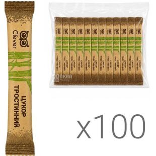 Clever, 100 шт. х 5 г, Цукор тростинний коричневий у стіках