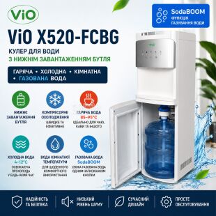 ViO X520-FCBG, Кулер з функцією газування води, нижнім завантаженням бутля та компресорним охолодженням