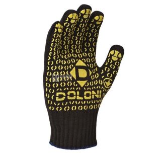 Doloni, 1 пара, Размер XL, Перчатки трикотажные рабочие из ПВХ, черные, Долони