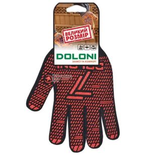 Doloni, 1 пара, Размер 3XL, Перчатки 77 трикотажные рабочие из ПВХ, черные, Долони