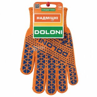Doloni, 1 пара, Розмір XL, Рукавички трикотажні робочі з ПВХ, помаранчеві, Долоні
