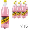 Schweppes Pink Tonic, Упаковка 12 шт. х 1 л, Напій сильногазований з фруктовим смаком Рожевий Тонік Швепс, ПЕТ