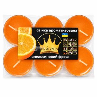 Pragnis, Свічка-таблетка ароматизована, Апельсиновий фреш, 6 шт.