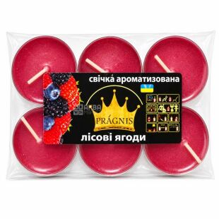 Pragnis, Свічка-таблетка ароматизована, Червоні ягоди, 6 шт.