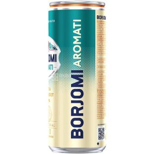 Borjomi Aromati, 0.33 л, Вода минеральная сильногазированная со вкусом Цитрусовых и имбиря, Боржоми Аромати, ж/б