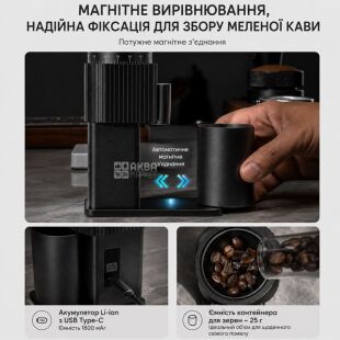 ViO BZ02, Електрична портативна кавомолка з конічними жорнами, USB Type-C, чорна