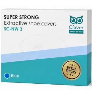 Clever SC-NW3, 50 шт., Бахіли одноразові з нетканого матеріалу, посилені, сині, 22 г