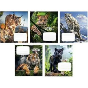 Школярик Wildlife, 1 шт., Зошит в клітинку, 12 аркушів, в асортименті