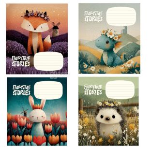 Школярик Fairytale Stories, 12 аркушів, Зошит у косу лінію, в асортименті