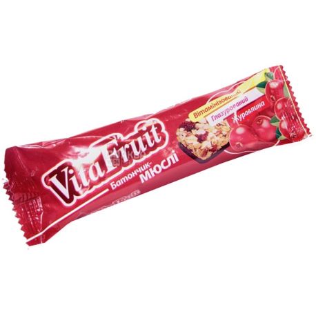 Витапак, Vita Fruit, 25 г, Витафрут, Батончик-мюсли, Клюква