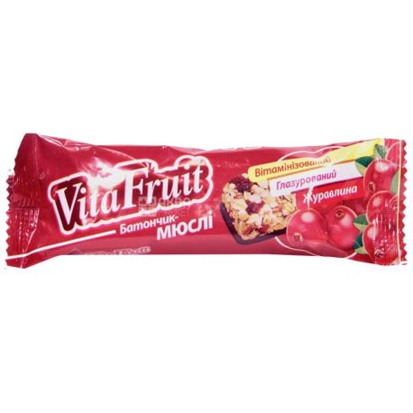 Витапак, Vita Fruit, 25 г, Витафрут, Батончик-мюсли, Клюква
