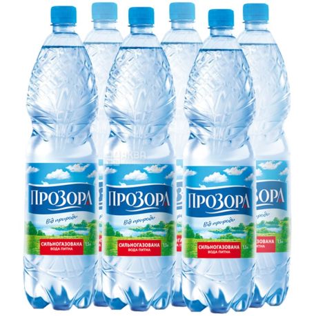 Прозора, 1.5 л, Упаковка 6 шт., Вода минеральная сильногазированная, ПЭТ