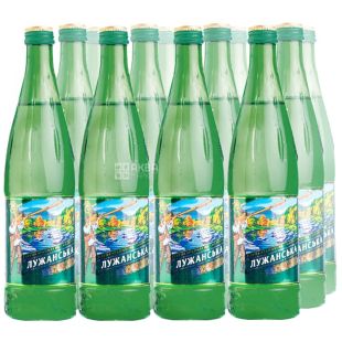 Лужанская УМВ, 0,5 л, Упаковка 12 шт., Вода минеральная газированная, стекло