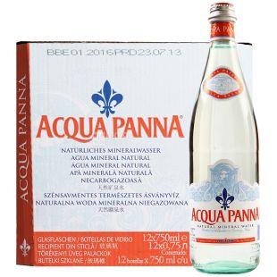 Acqua Panna, упаковка 12 шт. по 0,75 л, негазированная вода, стекло