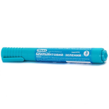 Лікол, 3 мл, зелёнка-карандаш, Спиртовой, 1%, ПЭТ