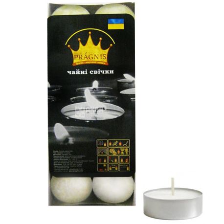 Pragnis, 30 шт., Cвеча чайная, Белая