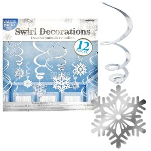 Amscan, 12 шт., снежинки, Спираль, м/у