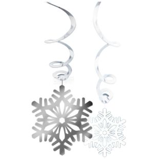 Amscan, 12 шт., снежинки, Спираль, м/у