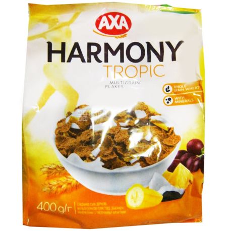 АХА, 400 г, Хлопья, мультизерновые, с тропическими фруктами, Гармония