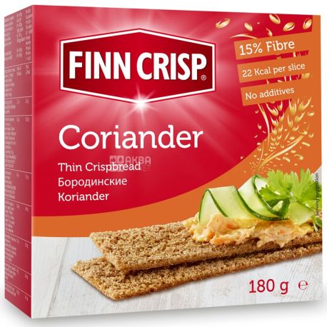 Finn Crisp, Coriander, 180 г, Сухарики ржаные с кориандром