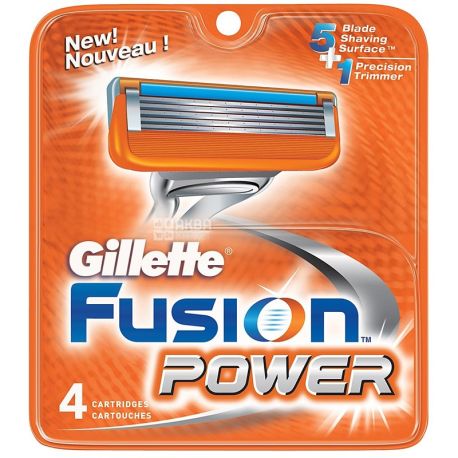 Gillette, 4 шт., сменные кассеты, Fusion Power