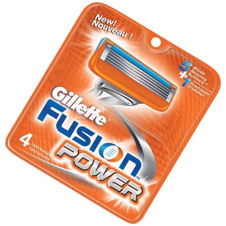 Gillette, 4 шт., сменные кассеты, Fusion Power