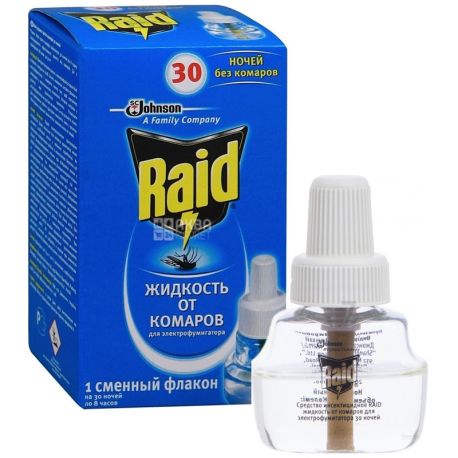 Raid, fumigator fluid, 30 nights