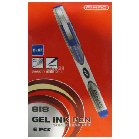 AIHAO, 6 pcs., 0.5 mm, gel pen, Blue, m / y