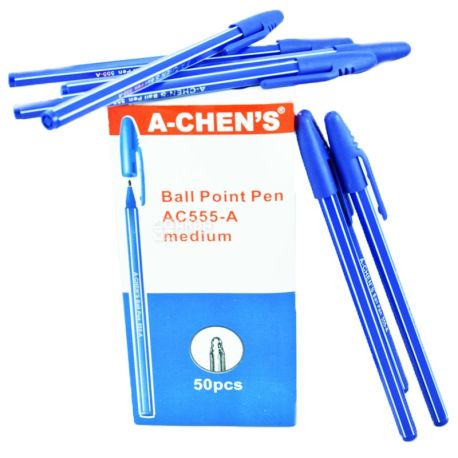 A-Chen's, 50 шт., 0,5 мм, ручка кулькова, Синя
