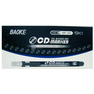 AIHAO, Маркер для СD дисков, Чёрный,1 мм, 12 шт.