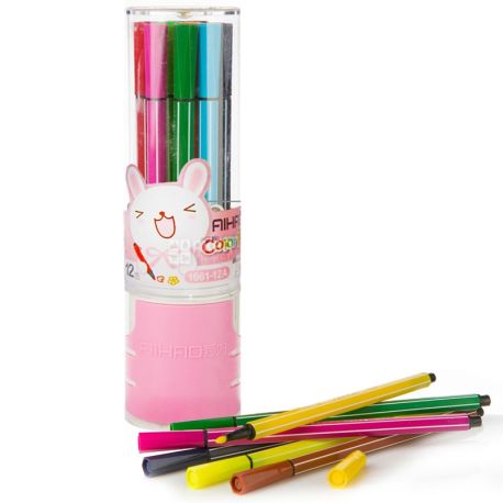 AIHAO, 12 pcs., Colored markers, Assorted, Thin, Set, m / y
