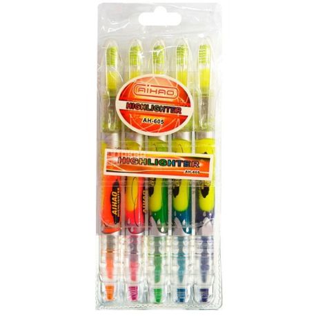 AIHAO, 5 pcs., Marker, Double-sided, Fluorescent, m / s