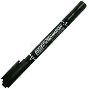  AIHAO, Маркер двосторонній, Чорний, 0,7 і 2 мм, 12 шт.