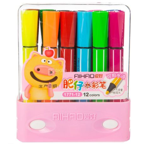 AIHAO, 12 pcs., Colored markers, Assorted, Thick, Set, m / y