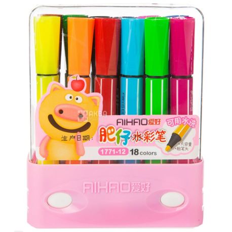 AIHAO, 18 pcs., Colored markers, Assorted, Thick, Set, m / y