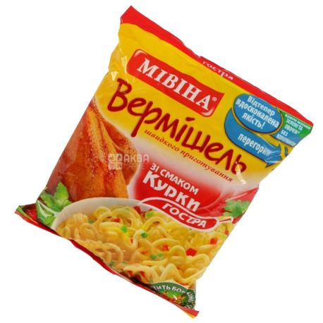 Мивина, 60 г, Вермишель быстрого приготовления со вкусом курицы, острая