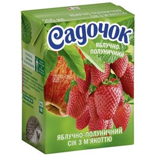 Садочок, 0,2 л, сок, яблочно-клубничный