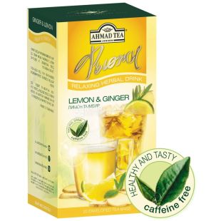 Ahmad Tea Fusion, 20 пак, Чай травяной Ахмад Ти Фьюжен Лимон и имбирь