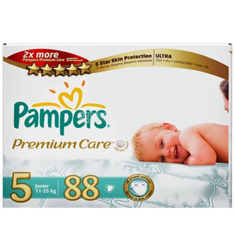 Pampers Premium Care, Mega Box, 88 шт., Памперс, Подгузники-трусики, Размер 5, 11-25 кг  