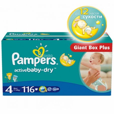 Pampers, 4/116 pcs. 7-14 kg, diapers, Active Baby Dry