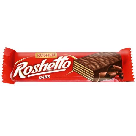 Roshen, 32 г, вафельний батончик, Roshetto dark chocolate