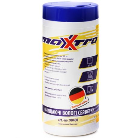 Мaxxtro, 100 шт., салфетки влажные, Очищающие, тубус