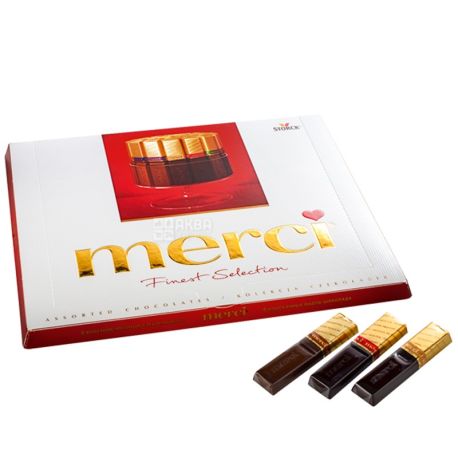 Merci, 250 g, sweets, milk and dark chocolate, Assorted