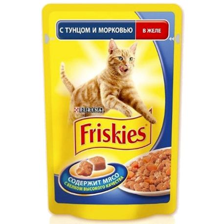 Friskies, 100 g, food, for cats, with tuna and carrots, in jelly, Adult