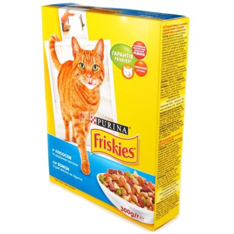 Friskies, 300 g, food, for cats, with salmon and vegetables, dry, Adult