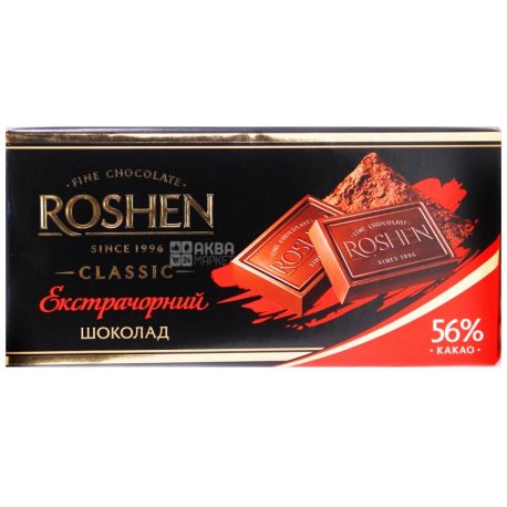 Roshen, 90 г, черный шоколад, Экстрачерный